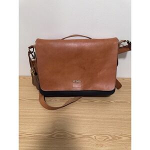 O Bag Folder Messenger Satchel Bag Leather Flap Made In Italy Briefcase Brown